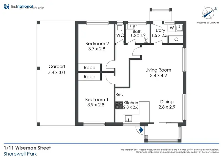 Floorplan of Homely unit listing, 1/11 Wiseman Street, Shorewell Park TAS 7320