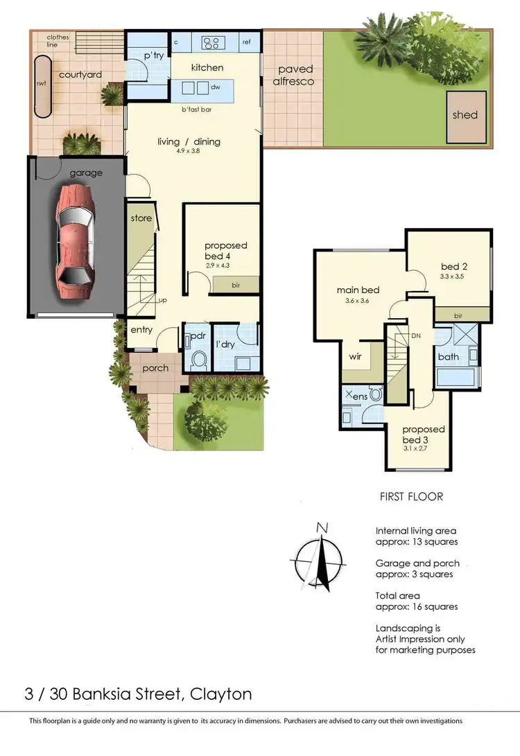 Floorplan of Homely townhouse listing, 30 Banksia Street, Clayton VIC 3168