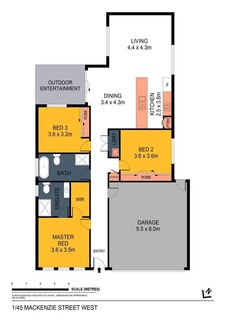 Floorplan of Homely townhouse listing, 1/45 Mackenzie Street West, Golden Square VIC 3555