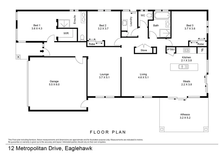 Floorplan of Homely house listing, 12 Metropolitan Drive, Eaglehawk VIC 3556