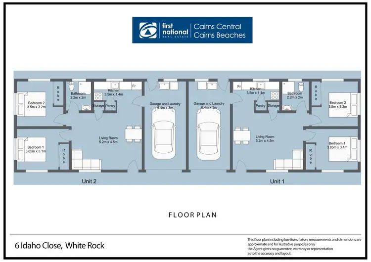 Floorplan of Homely semi-detached listing, 1 and 2/6 Idaho Close, White Rock QLD 4868