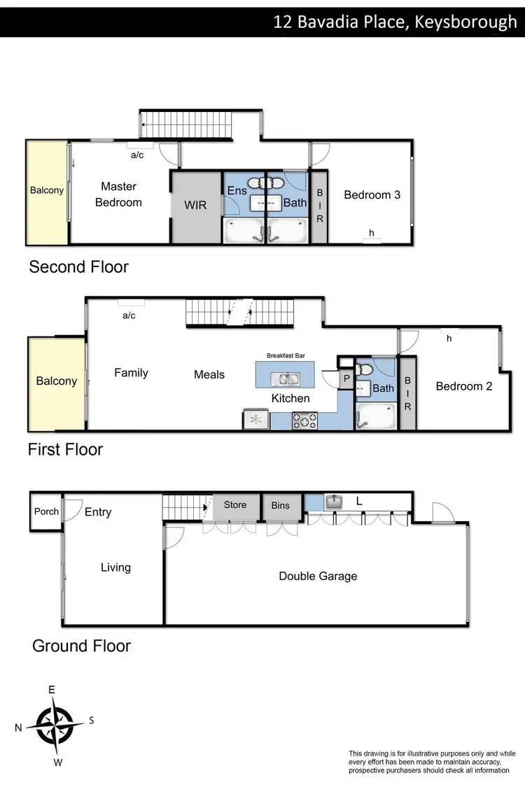 Floorplan of Homely townhouse listing, 12 Bavadia Place, Keysborough VIC 3173
