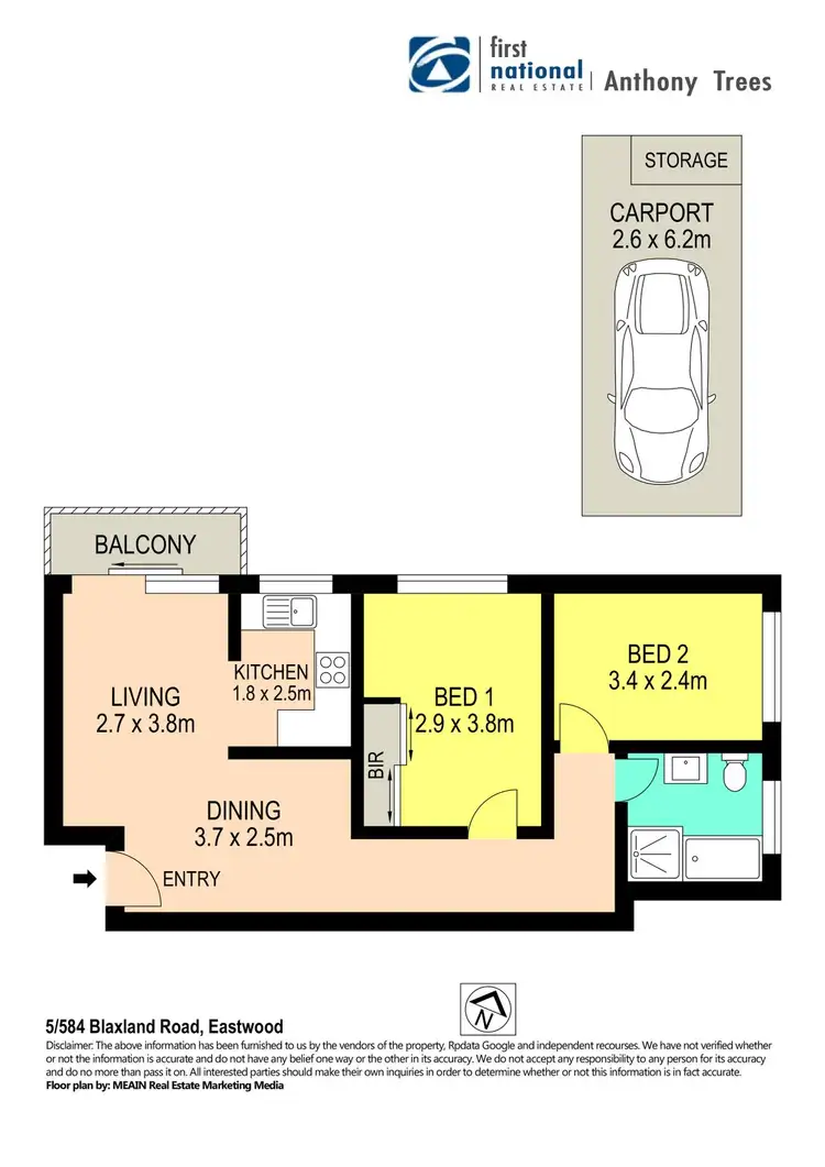 Floorplan of Homely unit listing, 5/584 Blaxland Road, Eastwood NSW 2122