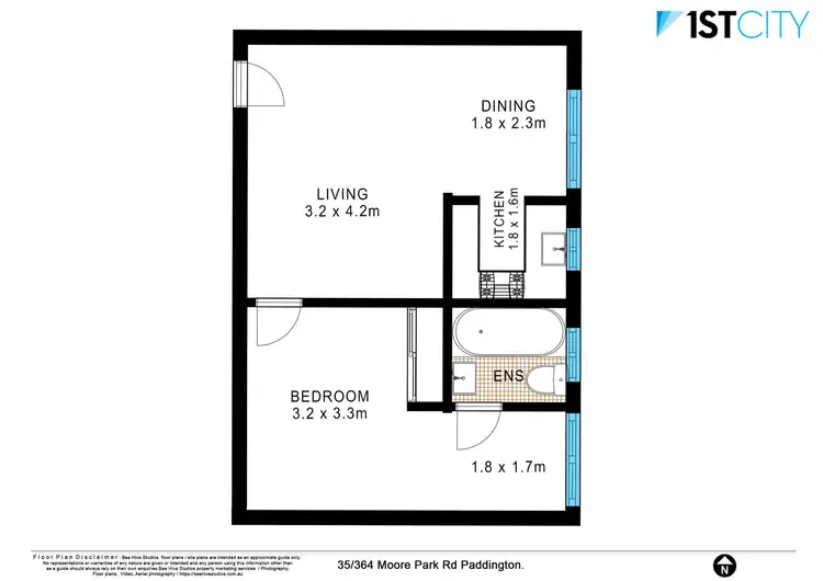 Floorplan of Homely apartment listing, 35/364 Moore Park Road, Paddington NSW 2021