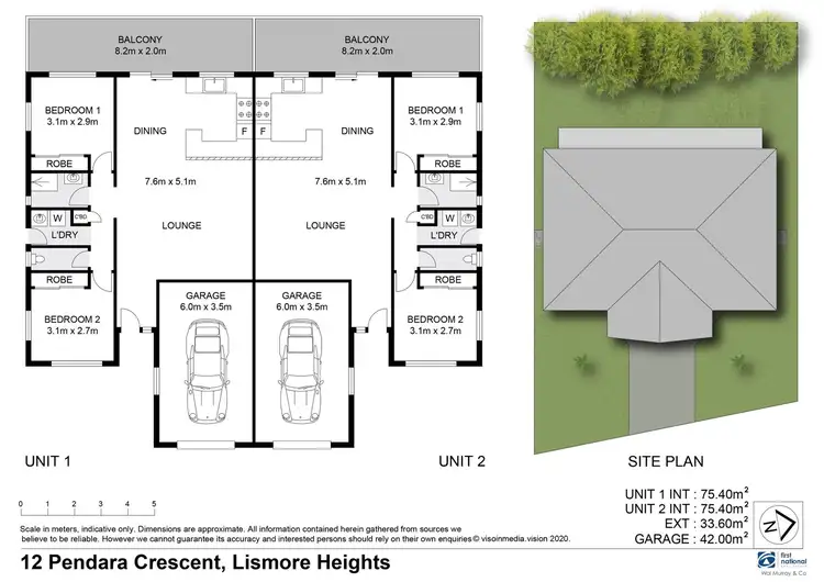 Floorplan of Homely unit listing, 1 & 2/12 Pendara Crescent, Lismore Heights NSW 2480
