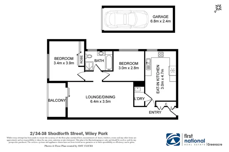 Floorplan of Homely unit listing, 2/34 Shadforth Street, Wiley Park NSW 2195