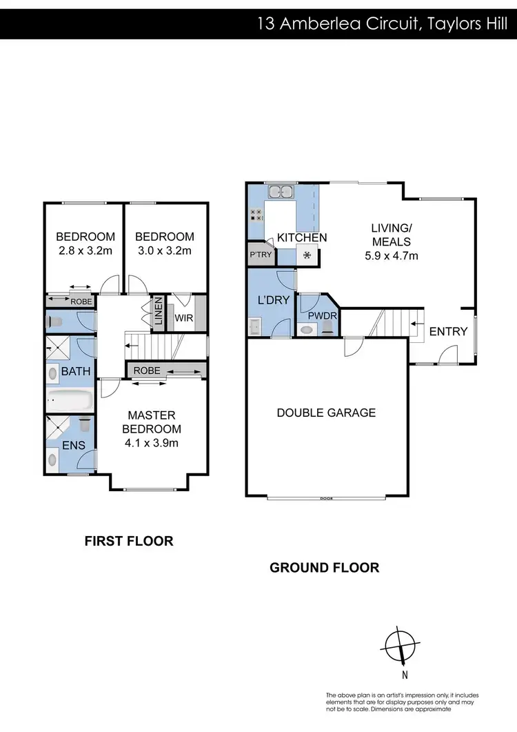 Floorplan of Homely townhouse listing, 13 Amberlea Circuit, Taylors Hill VIC 3037