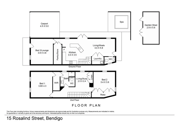 Floorplan of Homely house listing, 15 Rosalind Street, Bendigo VIC 3550