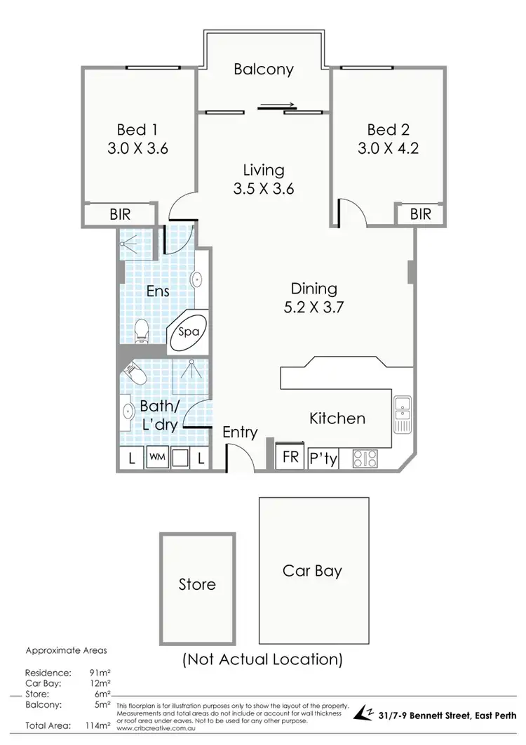 Floorplan of Homely apartment listing, 31/7 Bennett St, East Perth WA 6004