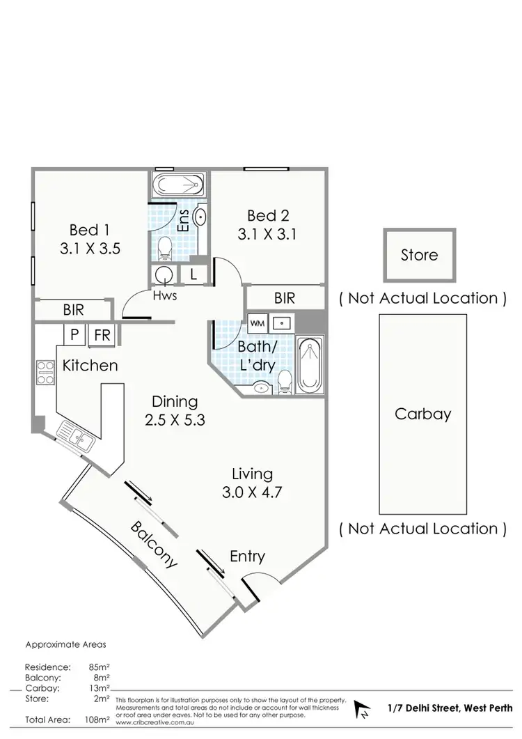 Floorplan of Homely apartment listing, 1/7 Delhi Street, West Perth WA 6005