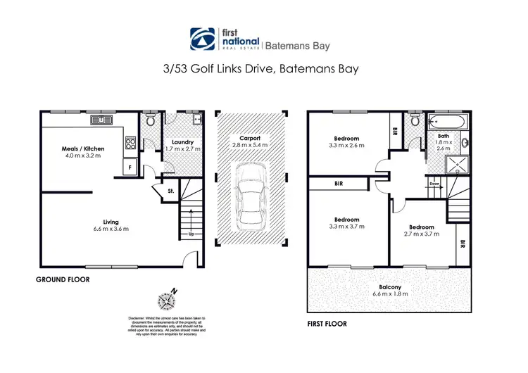 Floorplan of Homely unit listing, 3/53 Golf Links Drive, Batemans Bay NSW 2536