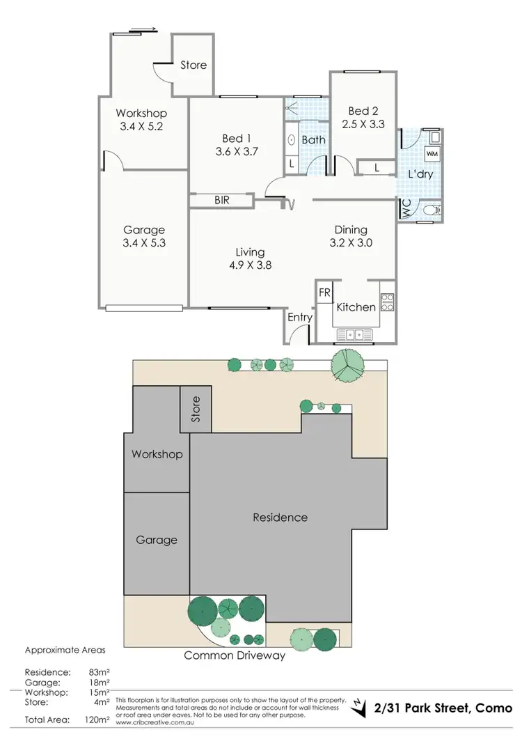 Floorplan of Homely villa listing, 2/31 Park Street, Como WA 6152