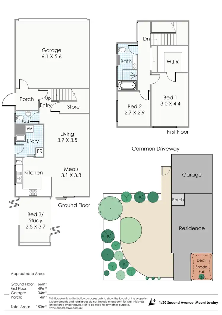 Floorplan of Homely townhouse listing, 1/20 Second Avenue, Mount Lawley WA 6050