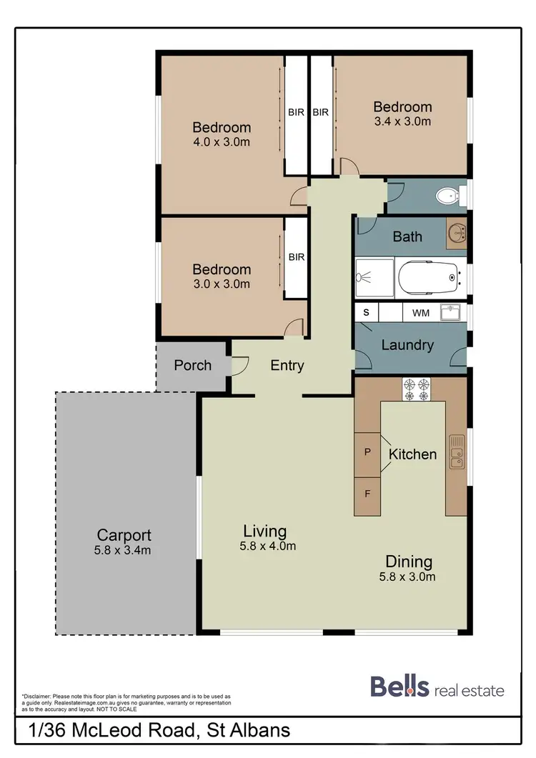 Floorplan of Homely unit listing, 1/36 McLeod Road, St Albans VIC 3021