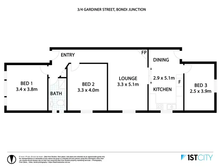 Floorplan of Homely apartment listing, 'Carlyle' 3/4 Gardiner Street, Bondi Junction NSW 2022