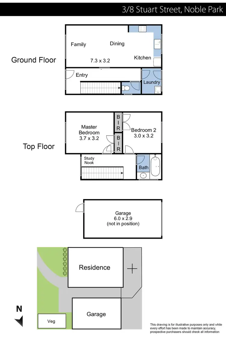 Floorplan of Homely townhouse listing, 3/8 Stuart Street, Noble Park VIC 3174