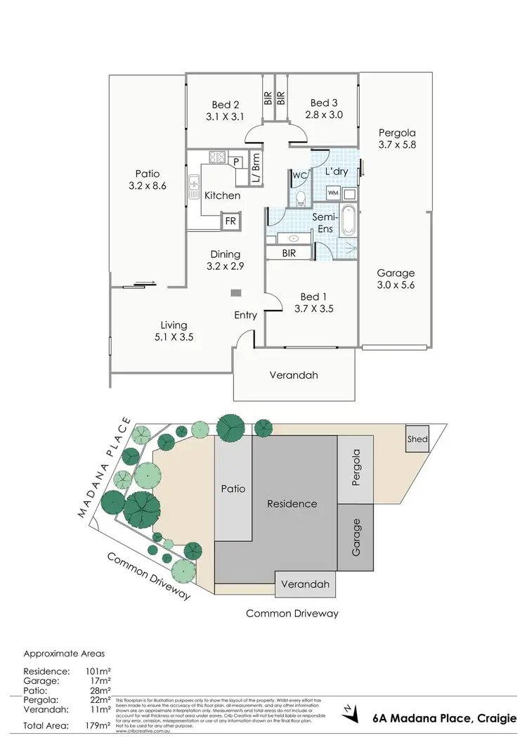 Floorplan of Homely semi-detached listing, 6A Madana Place, Craigie WA 6025