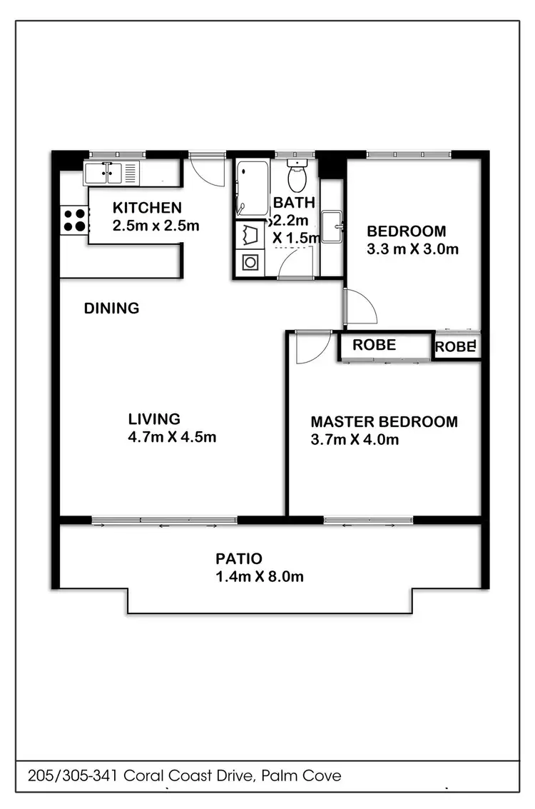 Floorplan of Homely apartment listing, 205/305-341 Coral Coast Drive, Palm Cove QLD 4879
