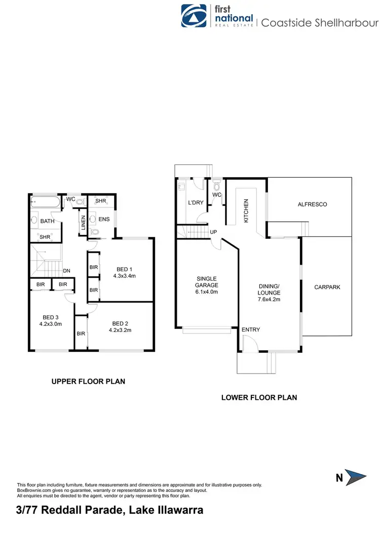 Floorplan of Homely townhouse listing, 3/77 Reddall Parade, Lake Illawarra NSW 2528