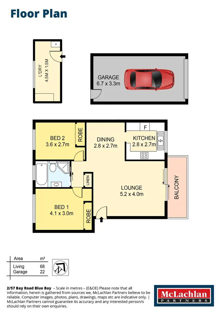 Floorplan of Homely unit listing, 2/57 Bay Road, Blue Bay NSW 2261