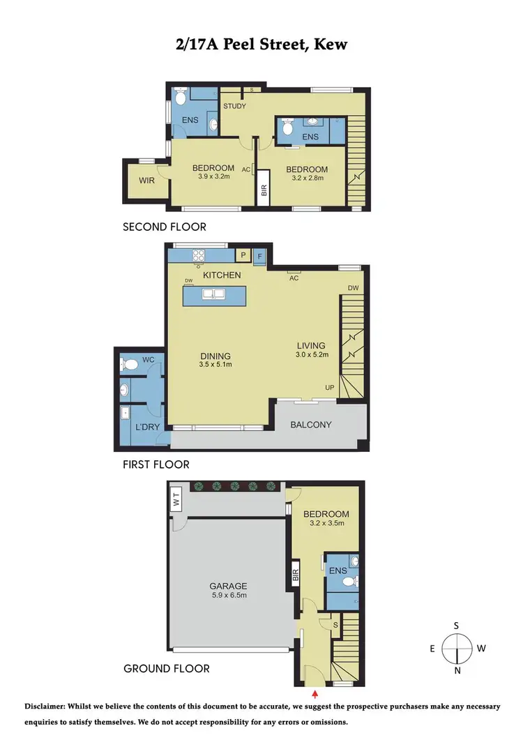 Floorplan of Homely townhouse listing, 2/17A Peel Street, Kew VIC 3101