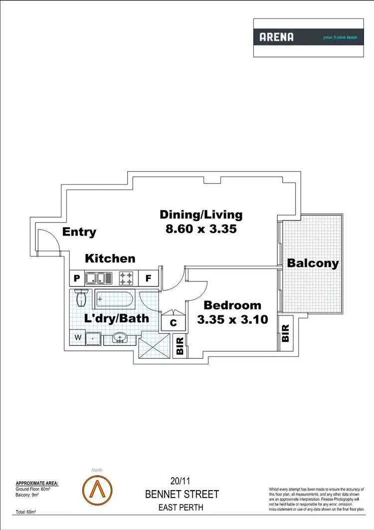 Floorplan of Homely apartment listing, 20/11 Bennett Street, East Perth WA 6004