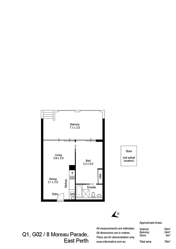 Floorplan of Homely apartment listing, 2/8 Moreau Parade, East Perth WA 6004