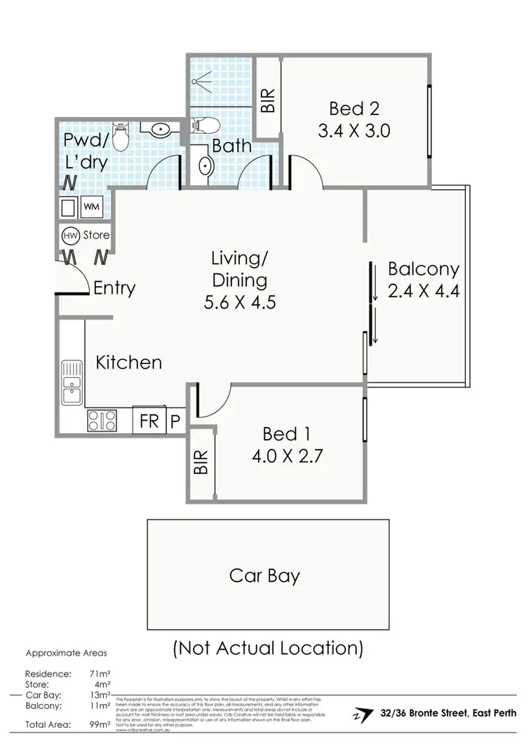 Floorplan of Homely apartment listing, 32/36 Bronte Street, East Perth WA 6004