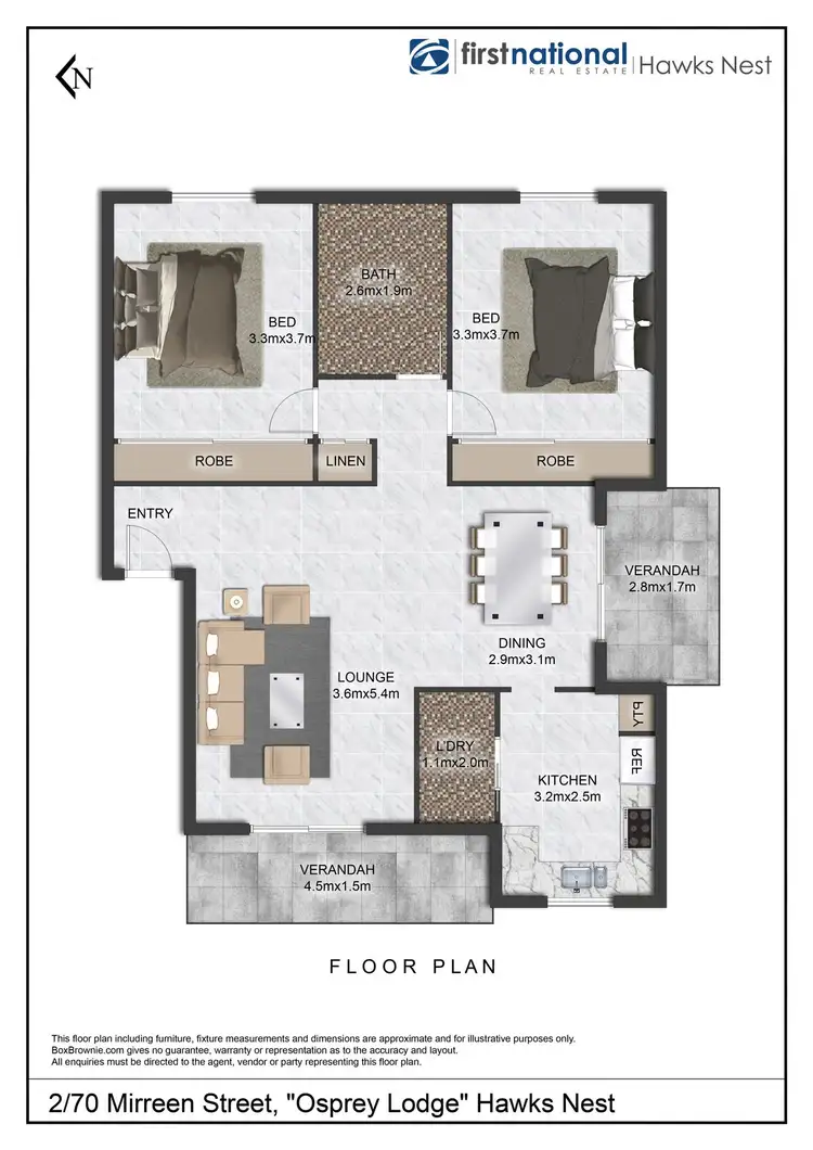 Floorplan of Homely apartment listing, 2/70 Mirreen Street, Hawks Nest NSW 2324