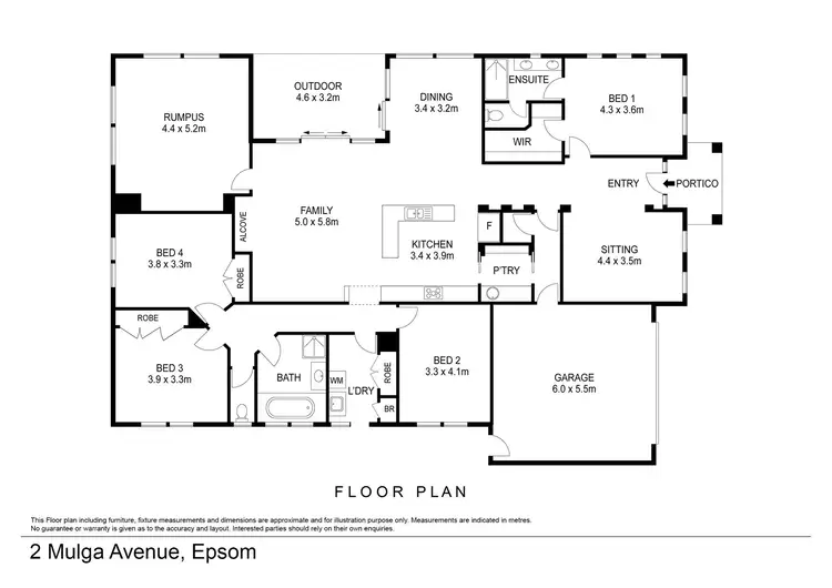Floorplan of Homely house listing, 2 Mulga Avenue, Epsom VIC 3551