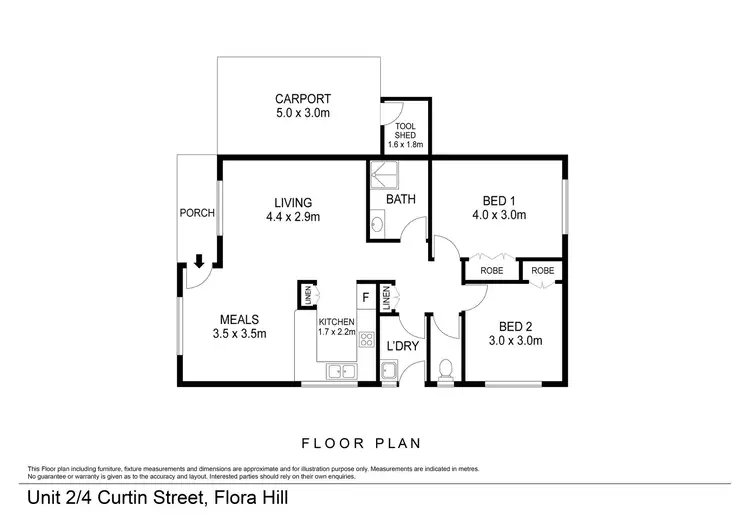 Floorplan of Homely unit listing, 2/4 Curtin Street, Flora Hill VIC 3550
