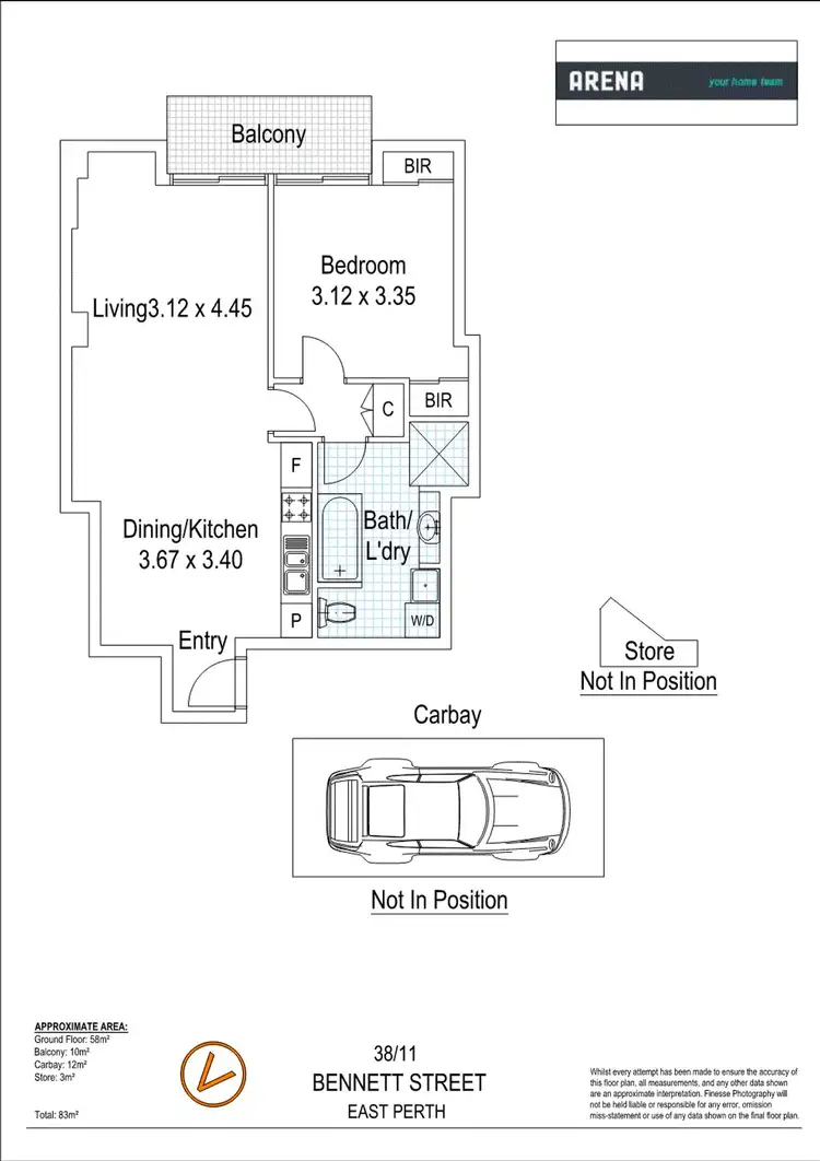 Floorplan of Homely apartment listing, 38/11 Bennett Street, East Perth WA 6004
