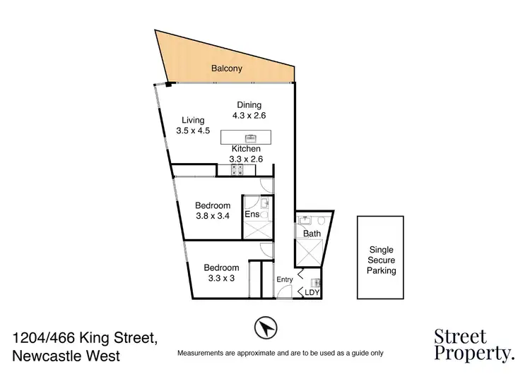 Floorplan of Homely apartment listing, 1204/466 King Street, Newcastle NSW 2300