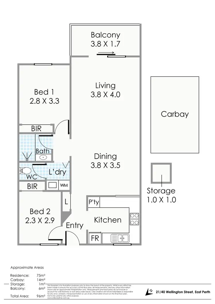 Floorplan of Homely apartment listing, 21/40 Wellington Street, East Perth WA 6004