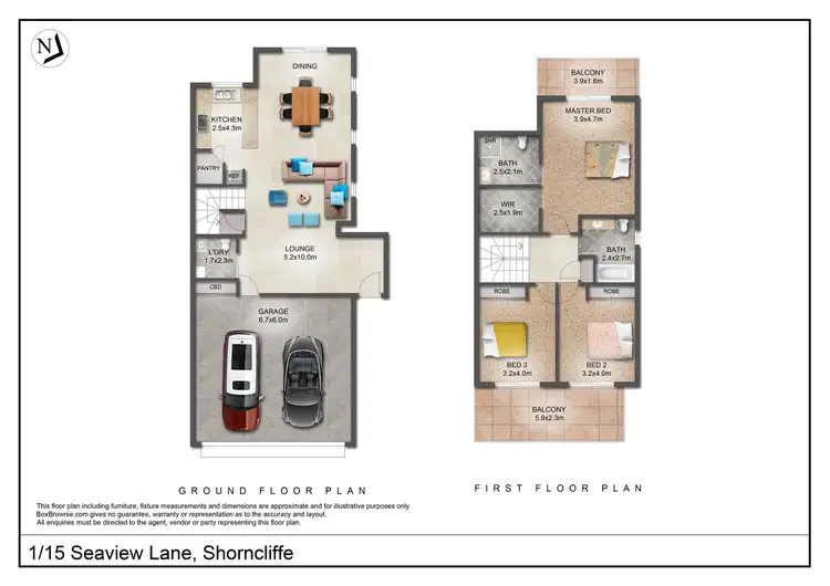 Floorplan of Homely townhouse listing, 1/15 Seaview Lane, Shorncliffe QLD 4017