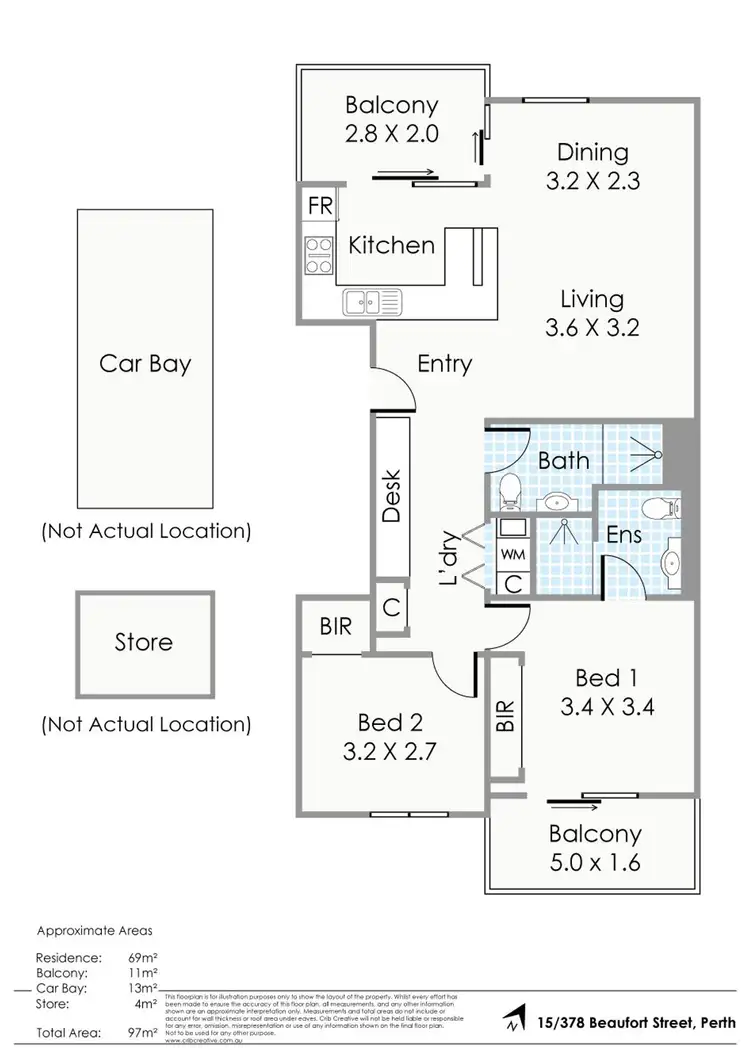 Floorplan of Homely apartment listing, 15/378 Beaufort St, Perth WA 6000