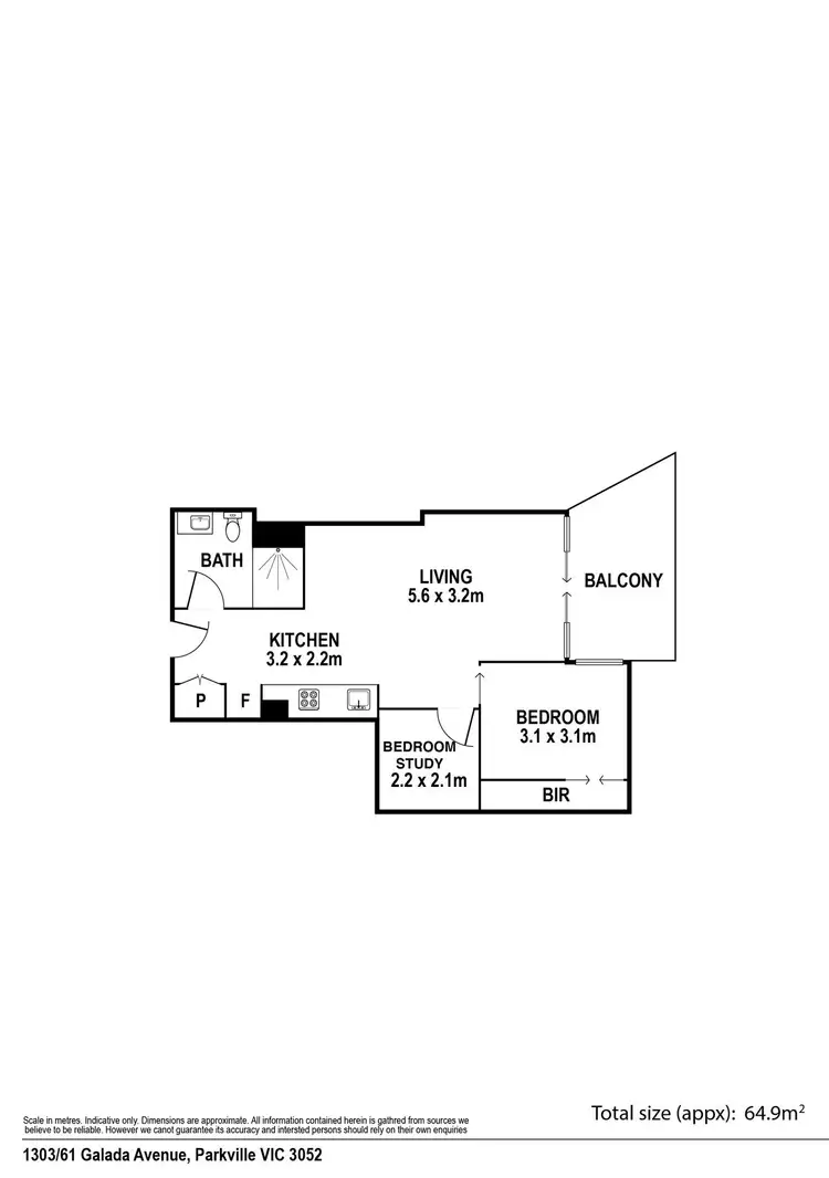 Floorplan of Homely apartment listing, 1303/61 Galada Avenue, Parkville VIC 3052