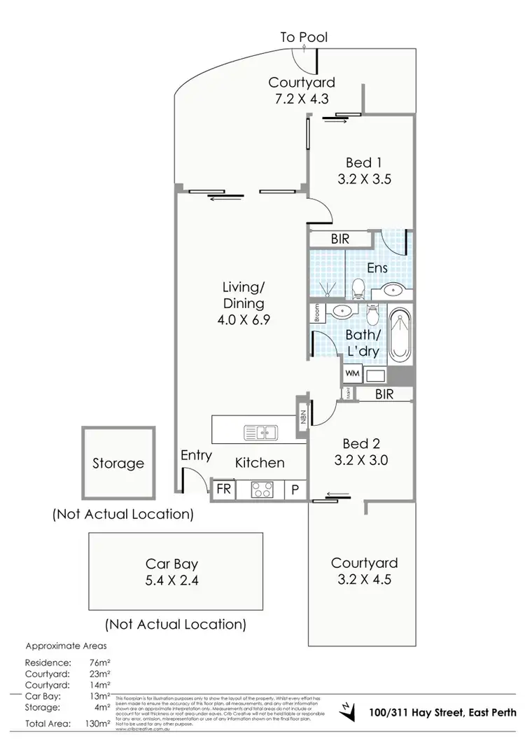 Floorplan of Homely apartment listing, 100/311 Hay Street, East Perth WA 6004