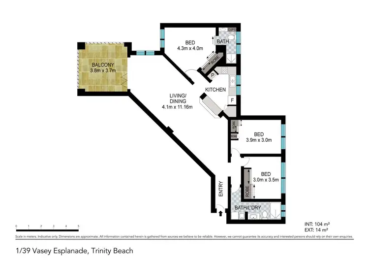 Floorplan of Homely unit listing, 1/39-43 Vasey Esplanade, Trinity Beach QLD 4879