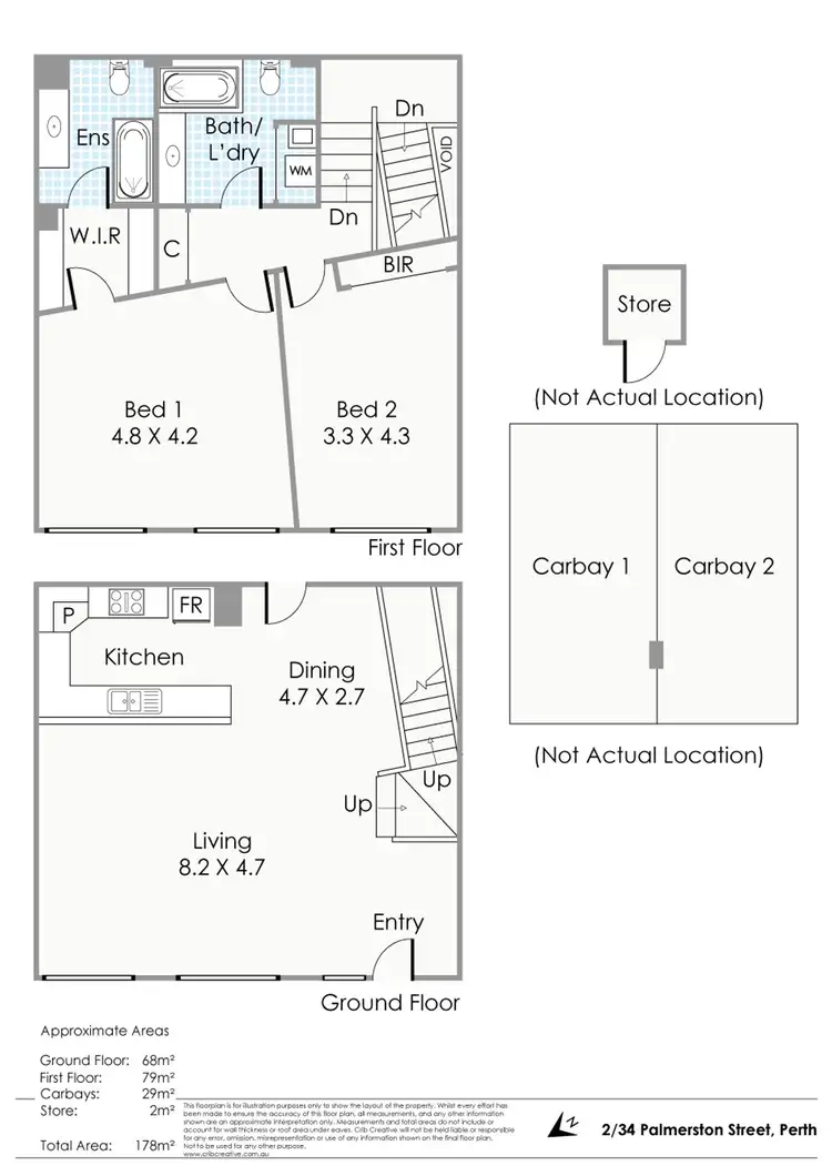 Floorplan of Homely townhouse listing, 2/34 Palmerston Street, Perth WA 6000