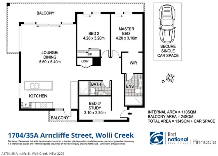 Floorplan of Homely apartment listing, 1704/35A Arncliffe Street, Wolli Creek NSW 2205