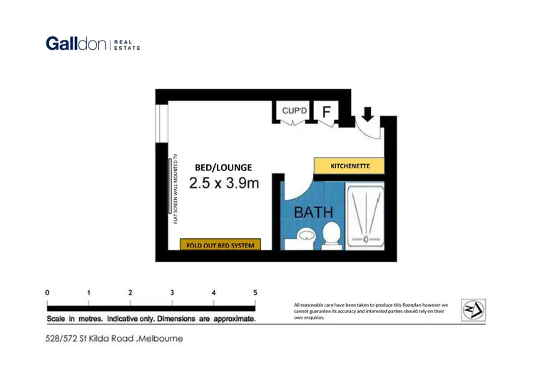 Floorplan of Homely studio listing, 528/572 St Kilda Road, Melbourne VIC 3000