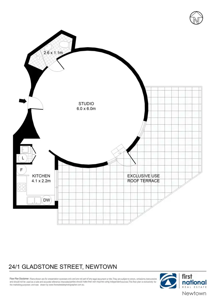 Floorplan of Homely studio listing, 24/1 Gladstone Street, Newtown NSW 2042