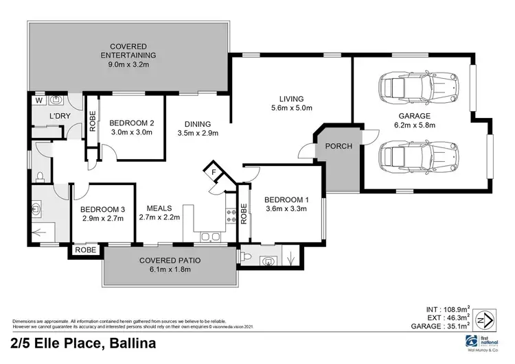 Floorplan of Homely semi-detached listing, 2/5 Elle Place, Ballina NSW 2478