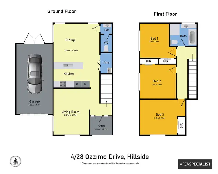 Floorplan of Homely townhouse listing, 4/28-36 Ozzimo Drive, Hillside VIC 3037