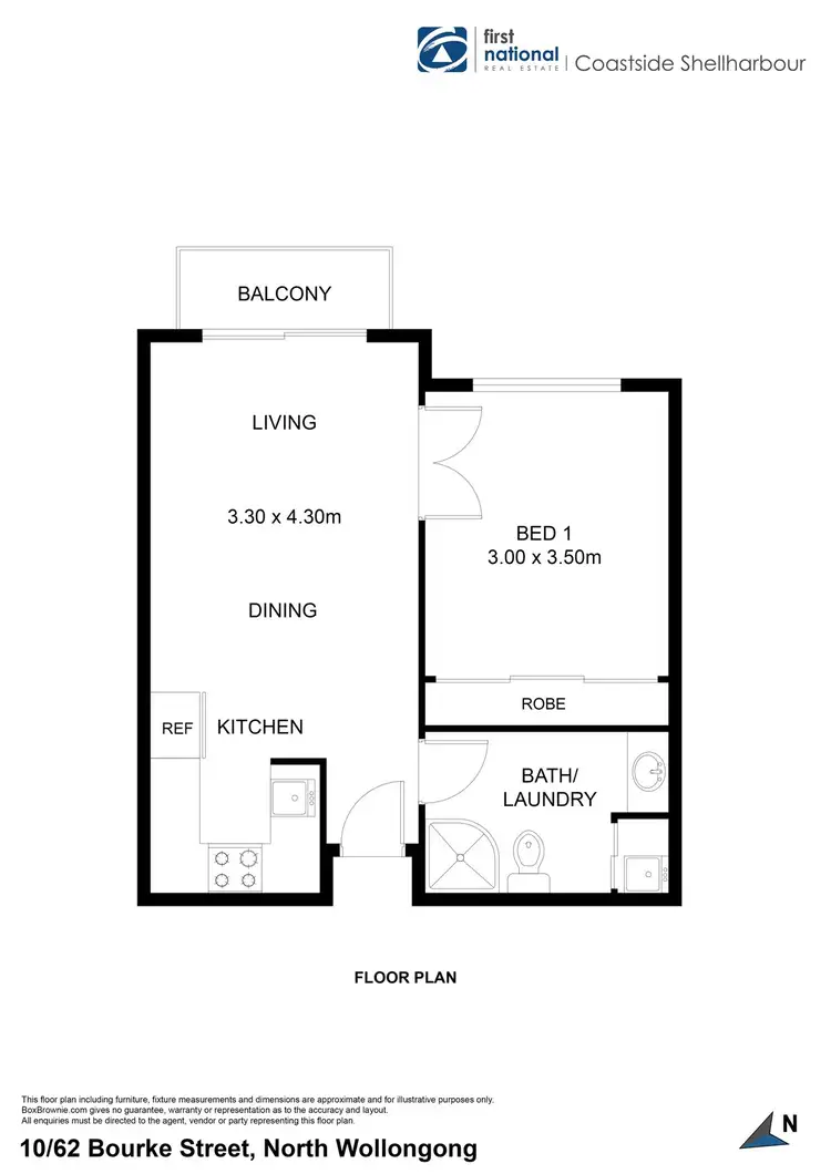 Floorplan of Homely unit listing, 10/62 Bourke Street, North Wollongong NSW 2500