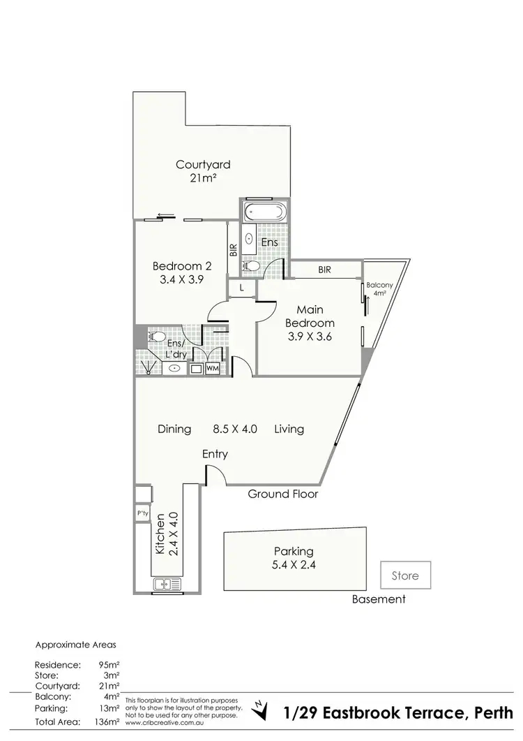 Floorplan of Homely apartment listing, 1/29 Eastbrook Terrace, East Perth WA 6004
