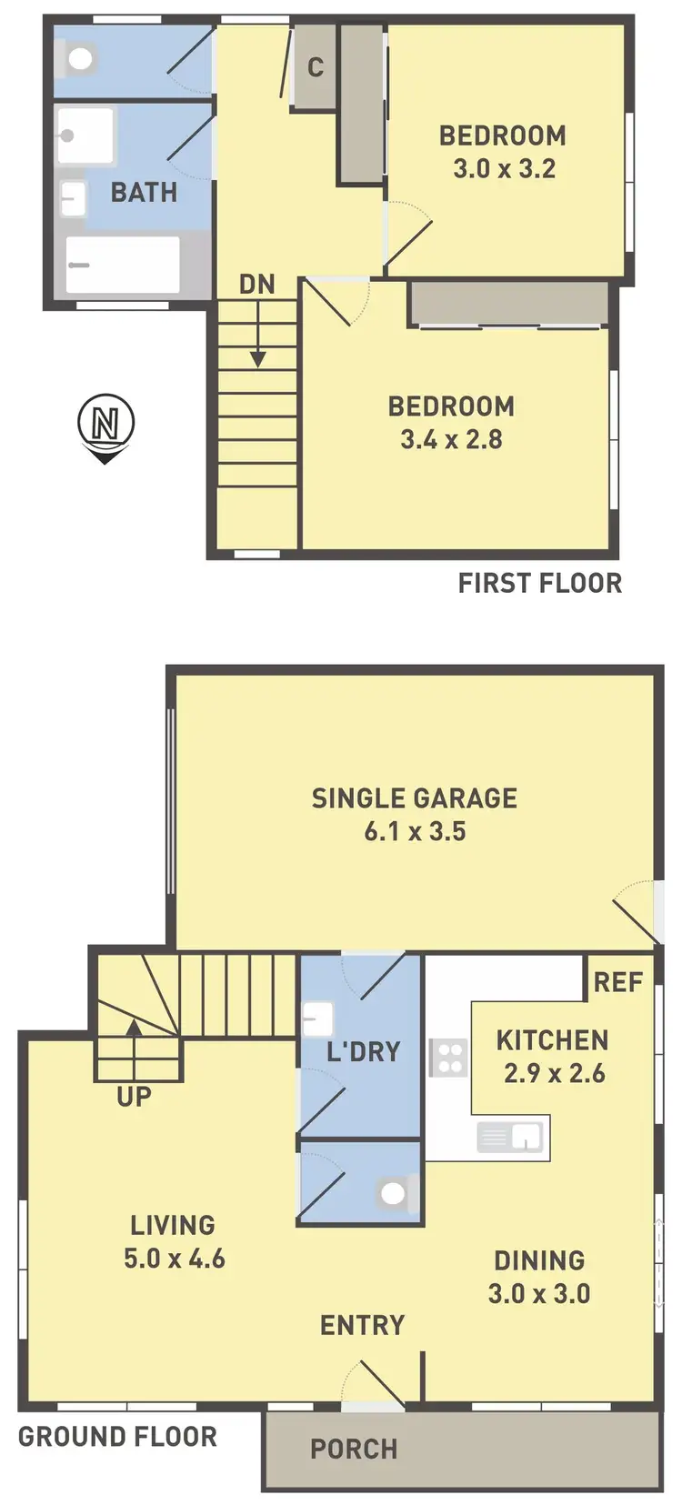 Floorplan of Homely townhouse listing, 1/3 Shepherd Street, Braybrook VIC 3019