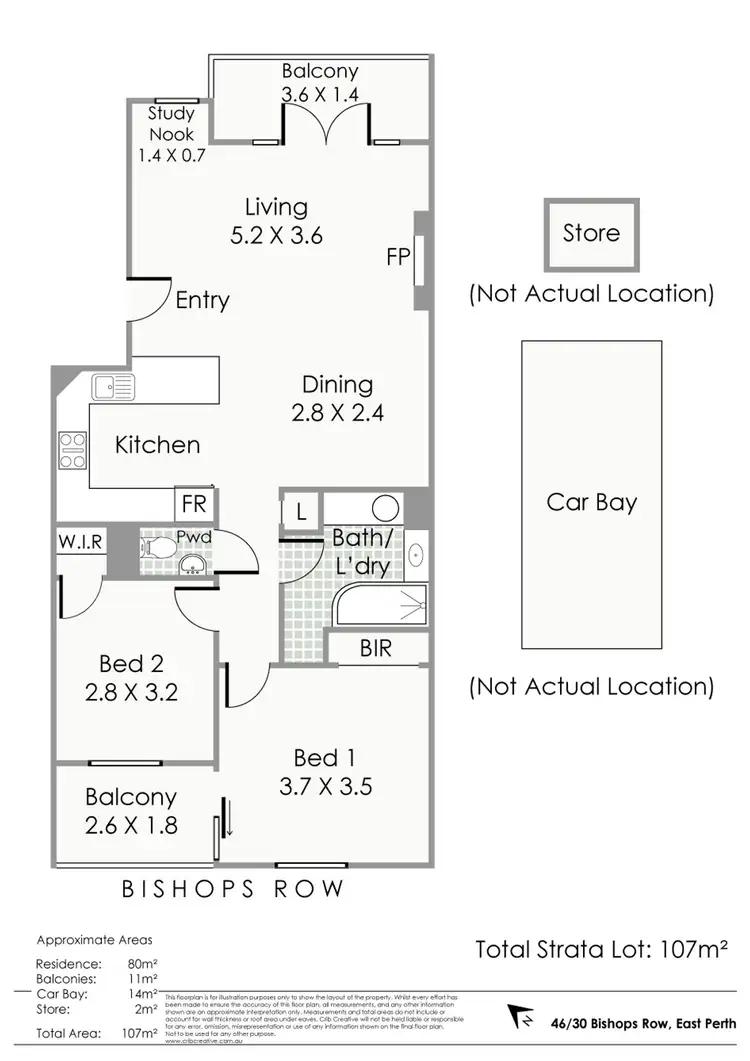 Floorplan of Homely apartment listing, 46/30 Bishops Row, East Perth WA 6004