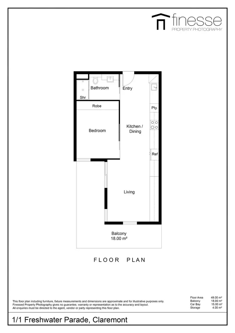 Floorplan of Homely apartment listing, 1/1 Freshwater Parade, Claremont WA 6010